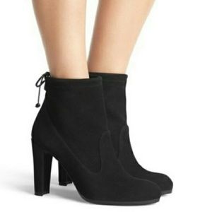 Stuart Weitzman Glove suede tie back bootie